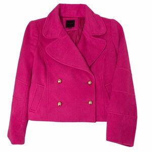 The Limited Bright Pink Pea Coat with Gold Accents